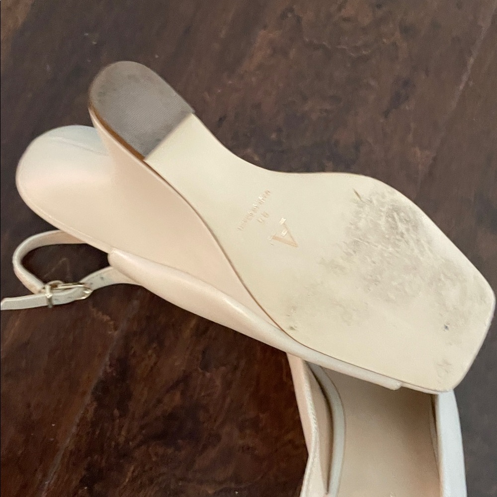Anthropologie Curved Edge Slingback Heels Cream Size 9.5 - Picture 12 of 14